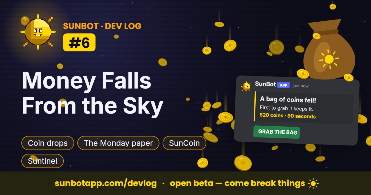 Dev Log #6: money falls from the sky